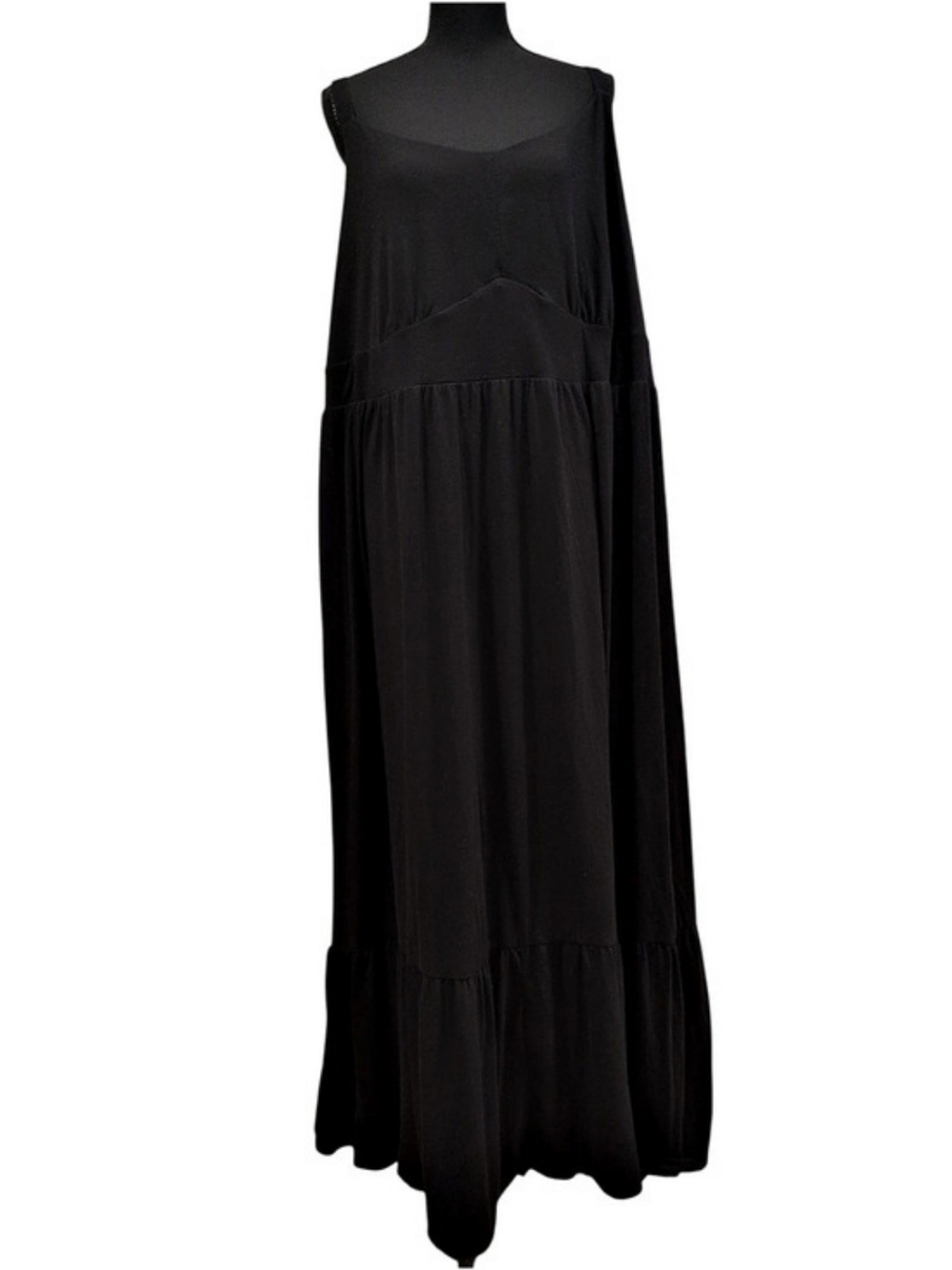 Terra & Sky Black Sleeveless Open Back Tiered Maxi Dress 3X